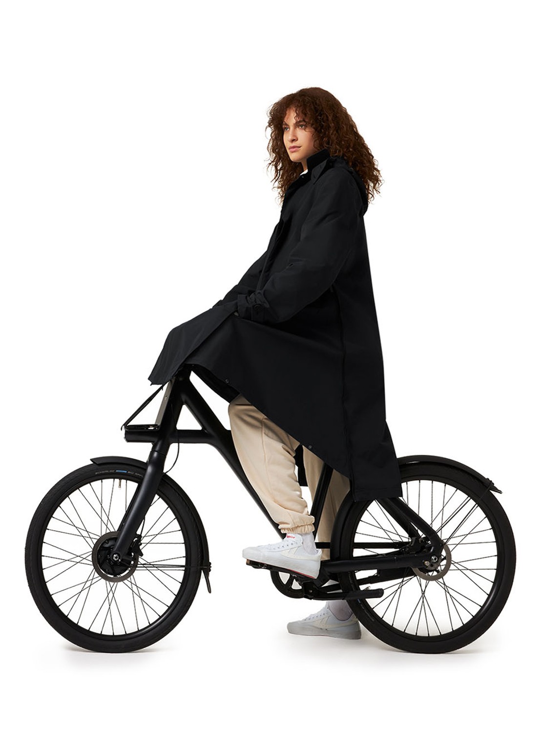 Maium Longline unisex regenjas met capuchon  - detail 6 zwart