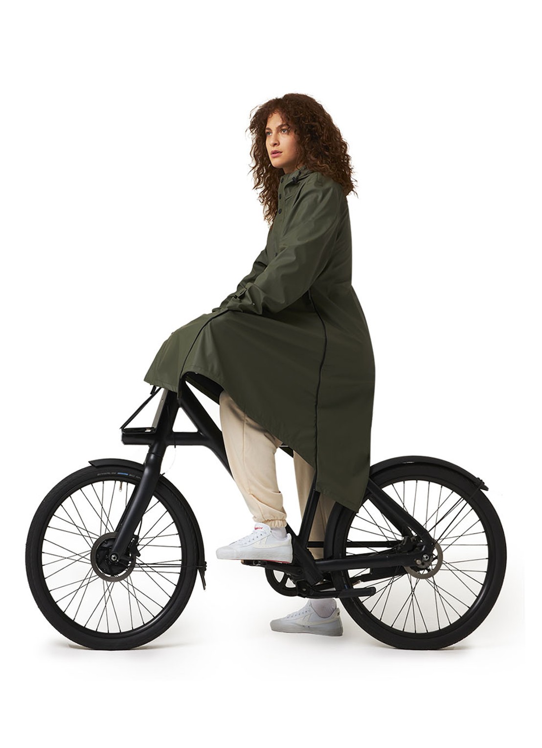 Maium Longline unisex regenjas met capuchon  - detail 8 legergroen
