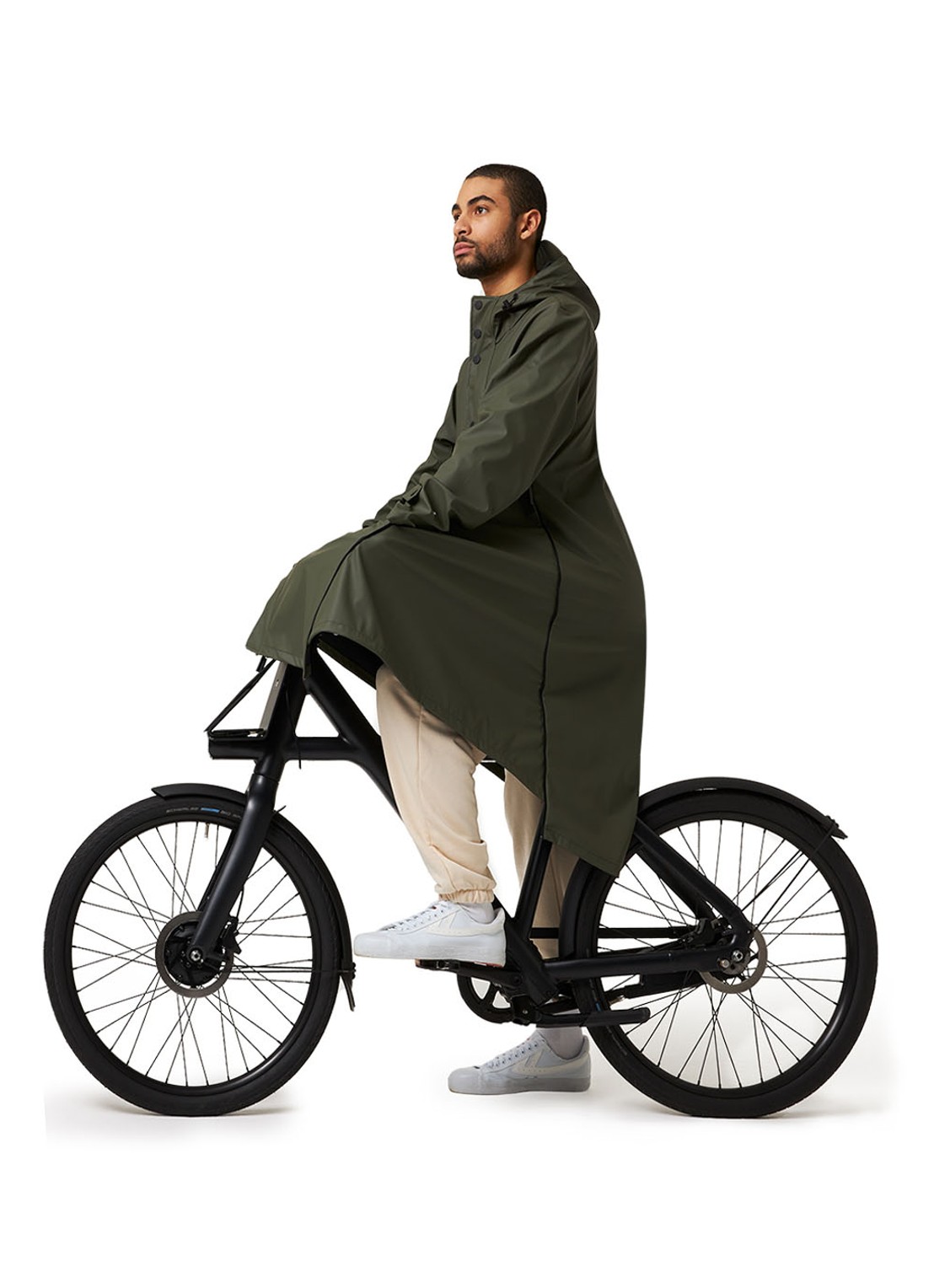 Maium Longline unisex regenjas met capuchon  - detail 9 legergroen