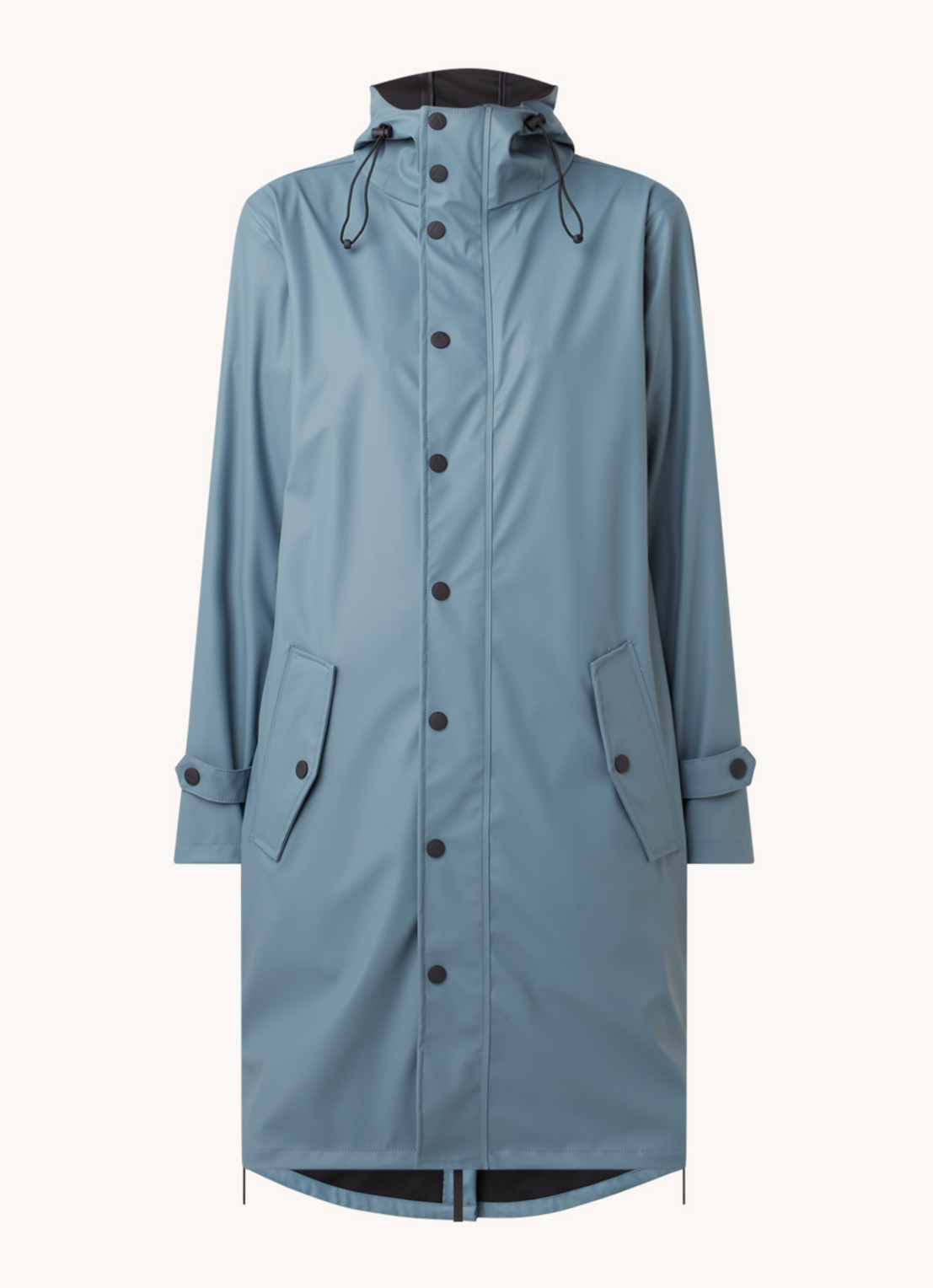Maium Longline unisex regenjas met capuchon  - voorkant 7 blauwgrijs