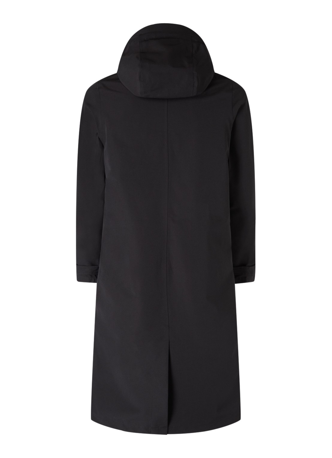 Maium Mac regenjas met afneembare capuchon en klepzakken - unisex - achterkant zwart