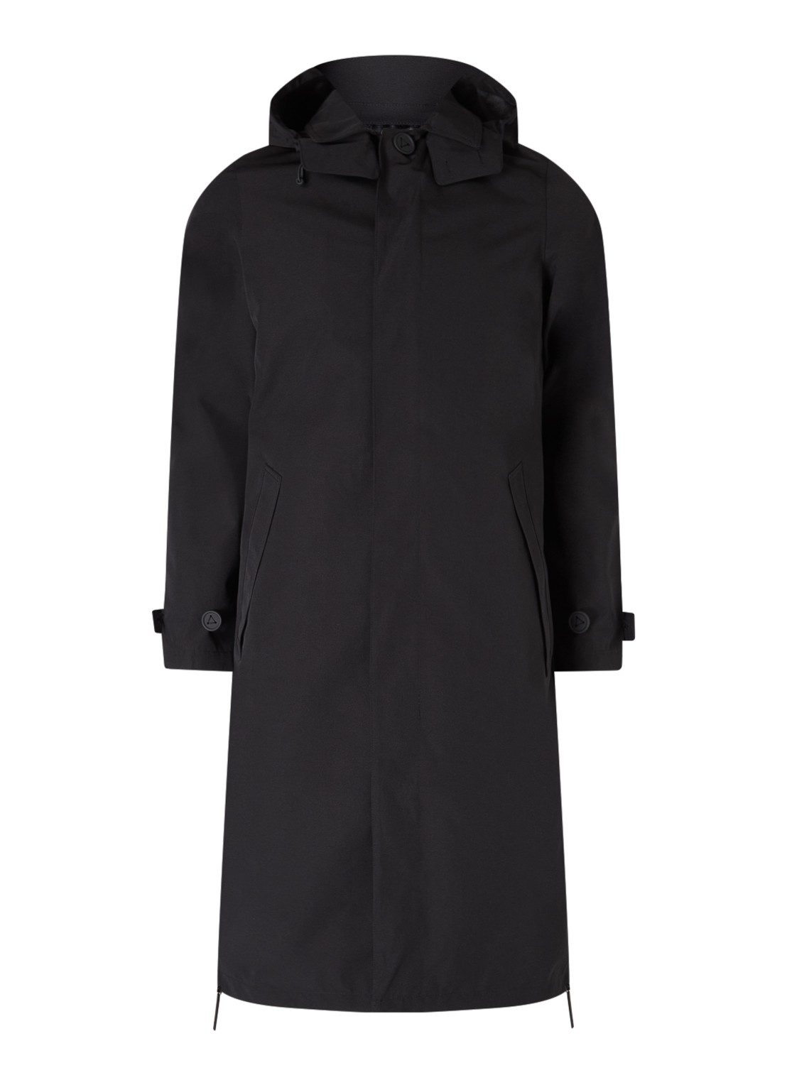 Maium Mac regenjas met afneembare capuchon en klepzakken - unisex - voorkant 4 zwart