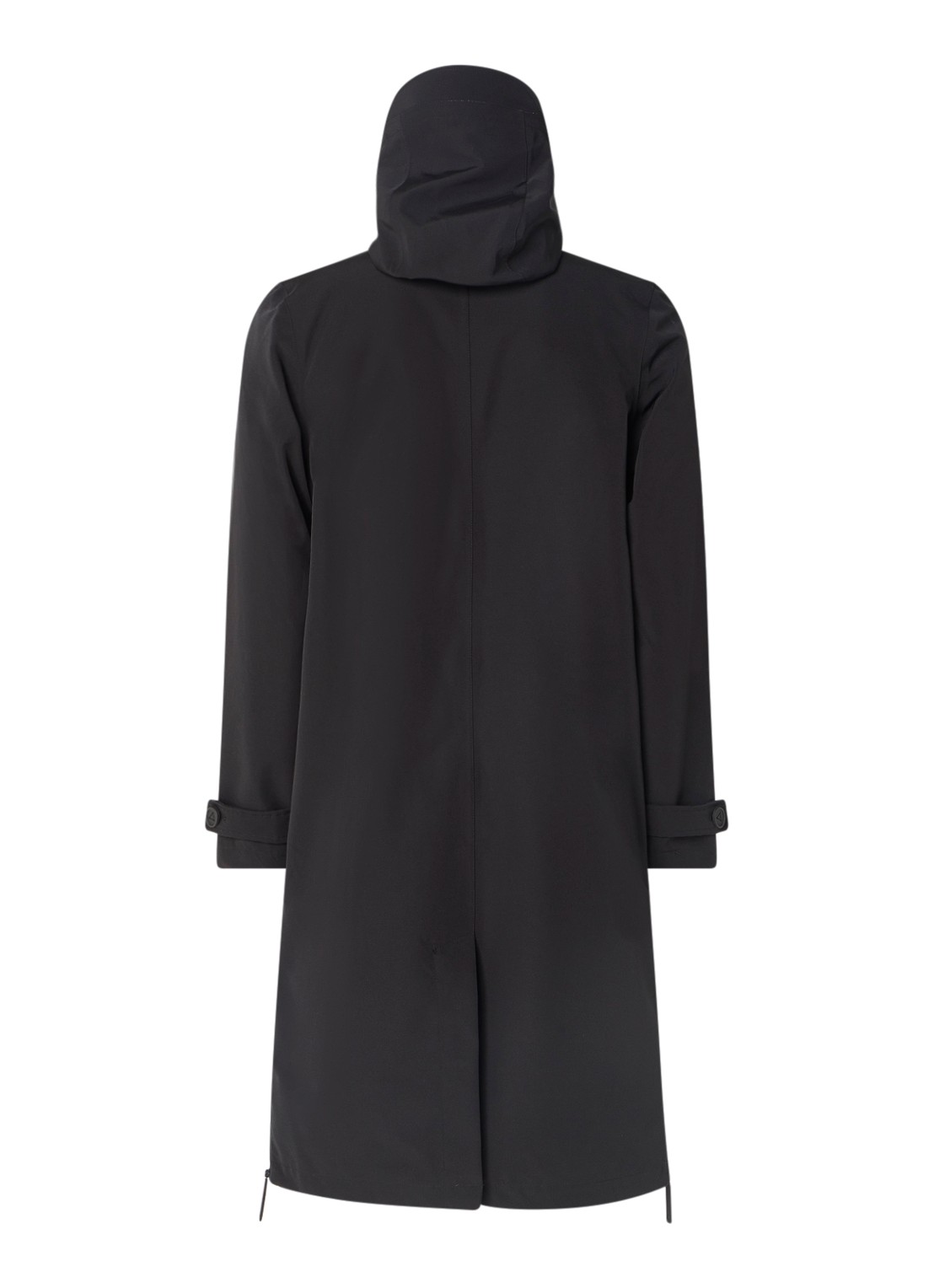 Maium Mac regenjas met afneembare capuchon en klepzakken - unisex - achterkant 2 zwart