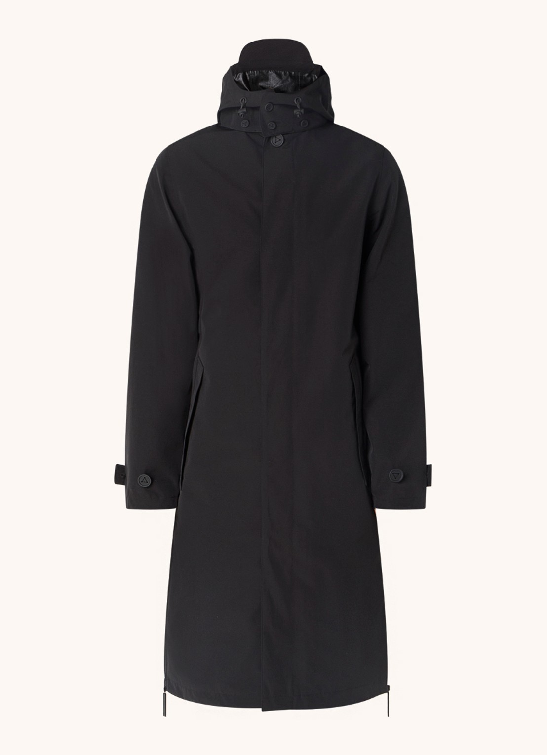 Maium Mac regenjas met afneembare capuchon en klepzakken - unisex - voorkant 5 zwart