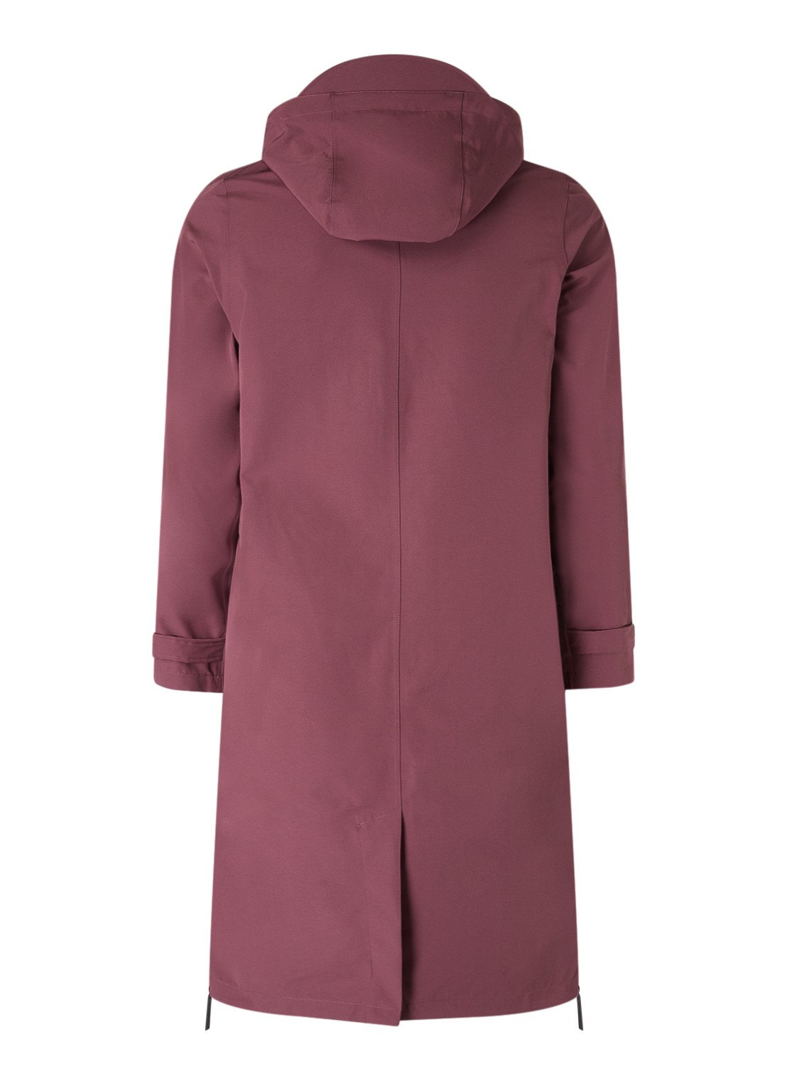 Maium Mac regenjas met afneembare capuchon en klepzakken - unisex - achterkant bordeauxrood