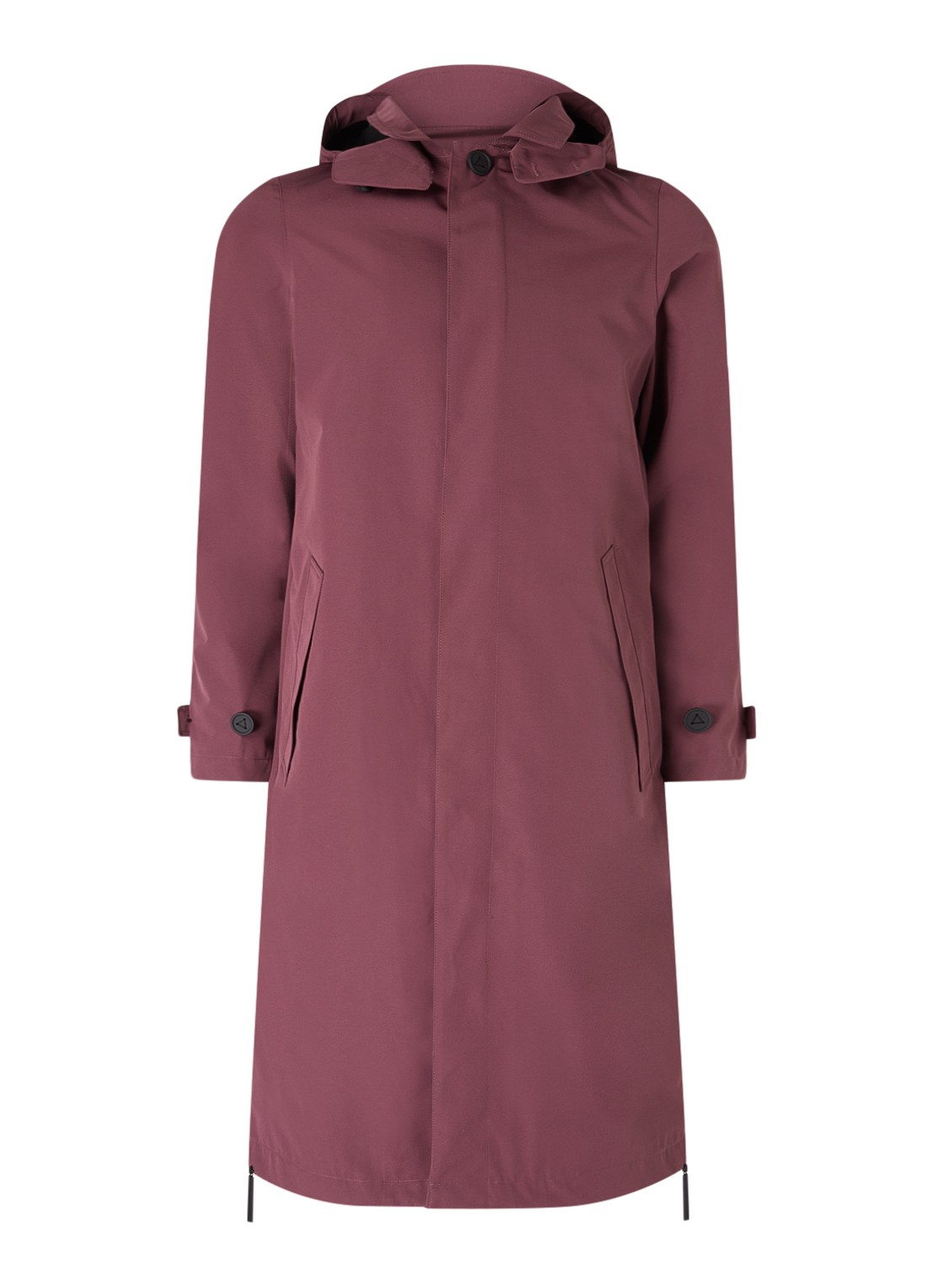 Maium Mac regenjas met afneembare capuchon en klepzakken - unisex - voorkant 4 bordeauxrood