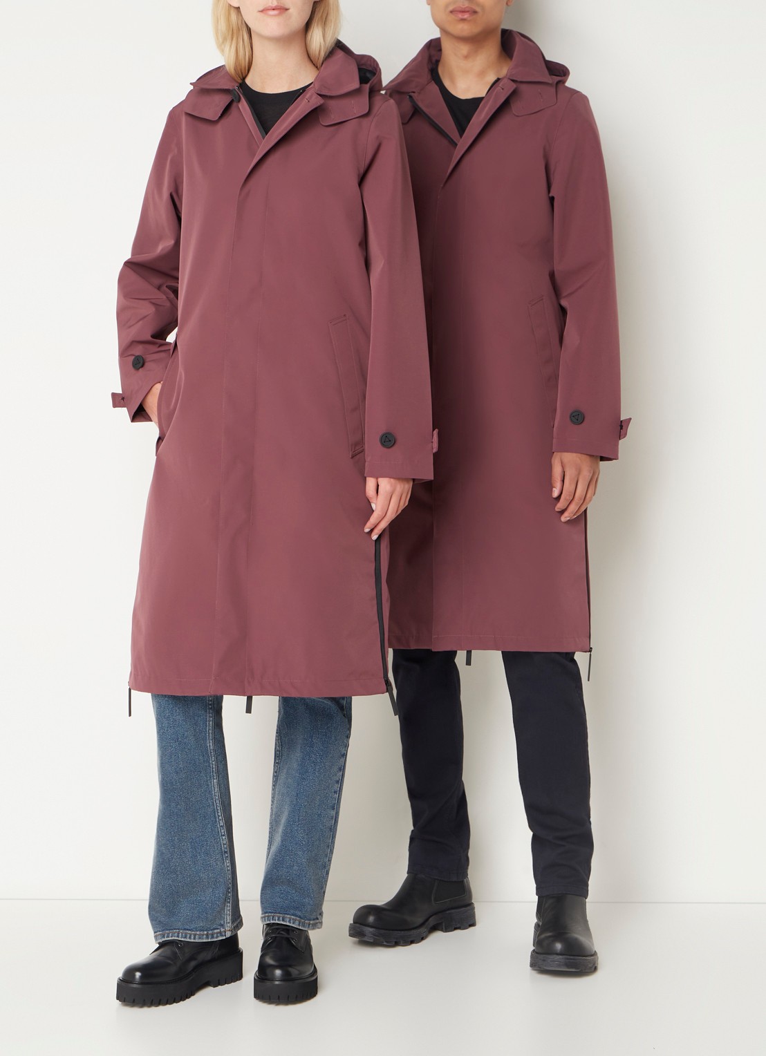 Maium Mac regenjas met afneembare capuchon en klepzakken - unisex - detail 3 bordeauxrood