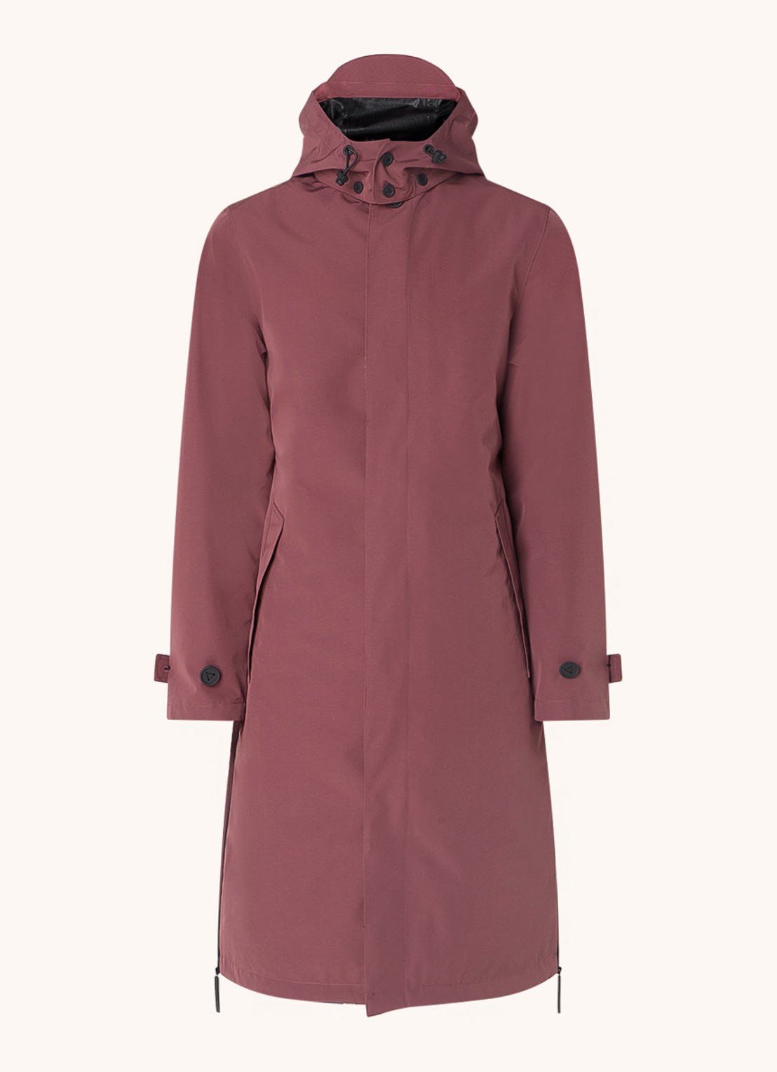 Maium Mac regenjas met afneembare capuchon en klepzakken - unisex - voorkant 5 bordeauxrood