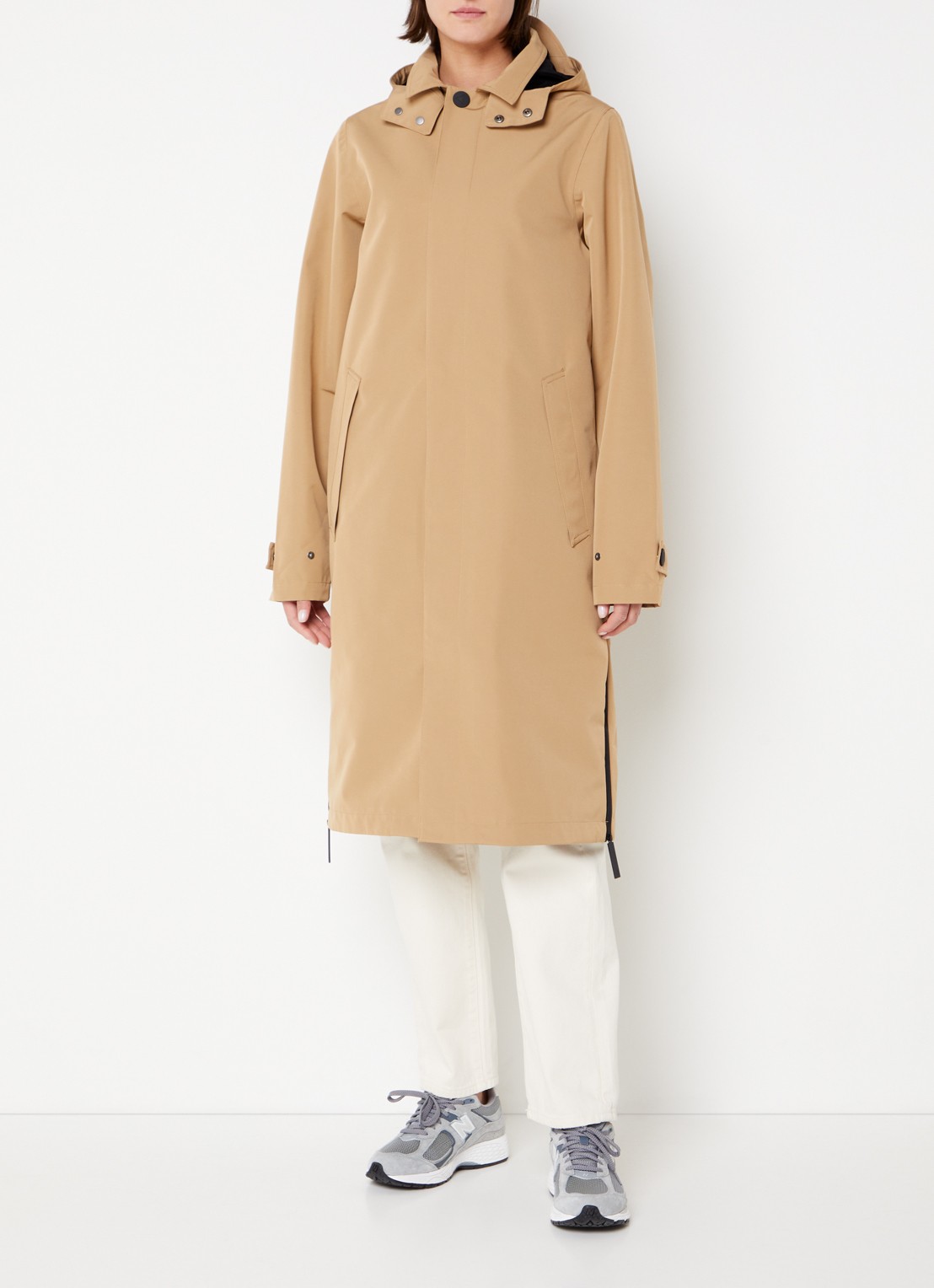 Maium Mac regenjas met afneembare capuchon - unisex - detail 4 camel