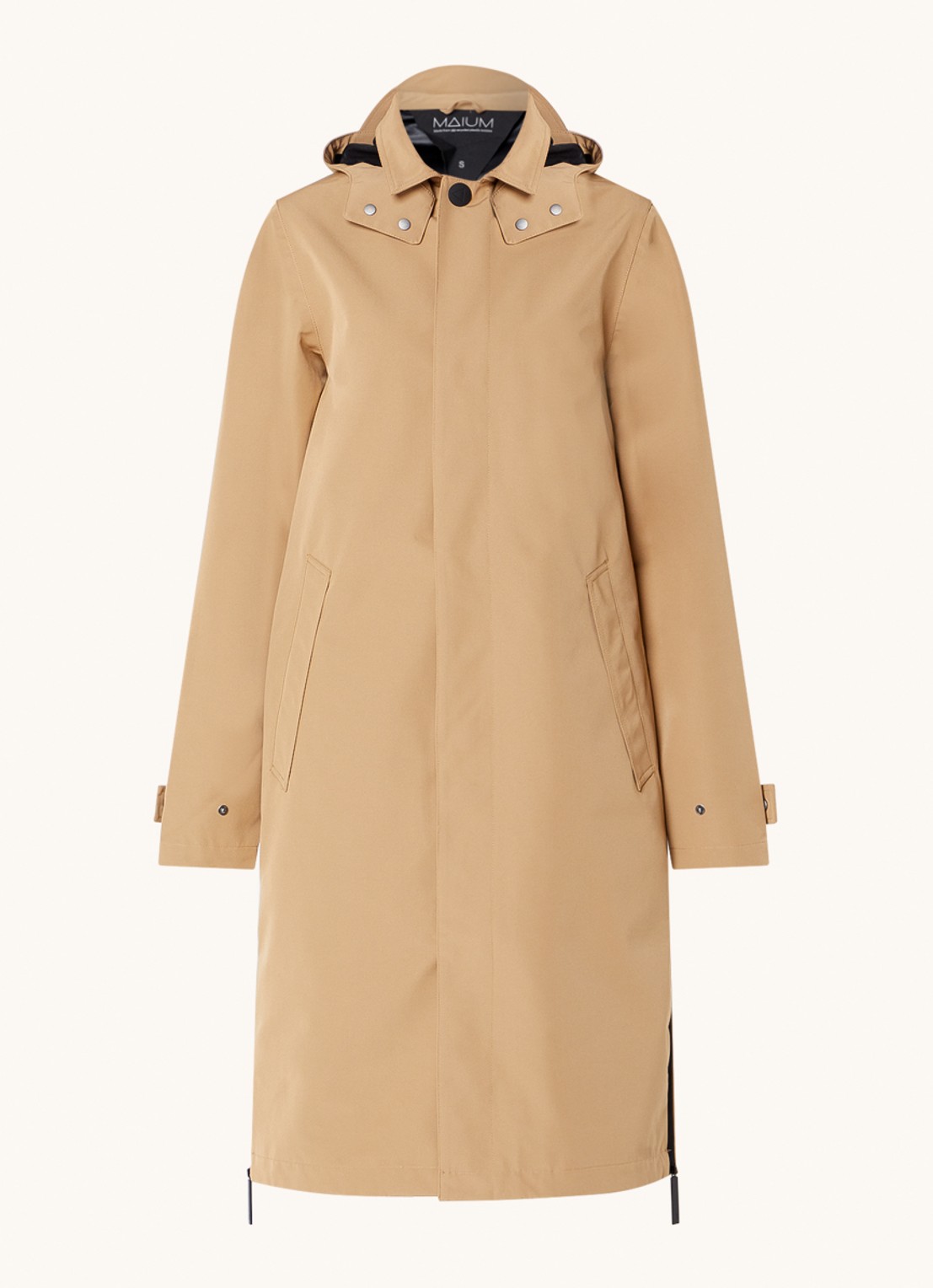 Maium Mac regenjas met afneembare capuchon - unisex - voorkant camel