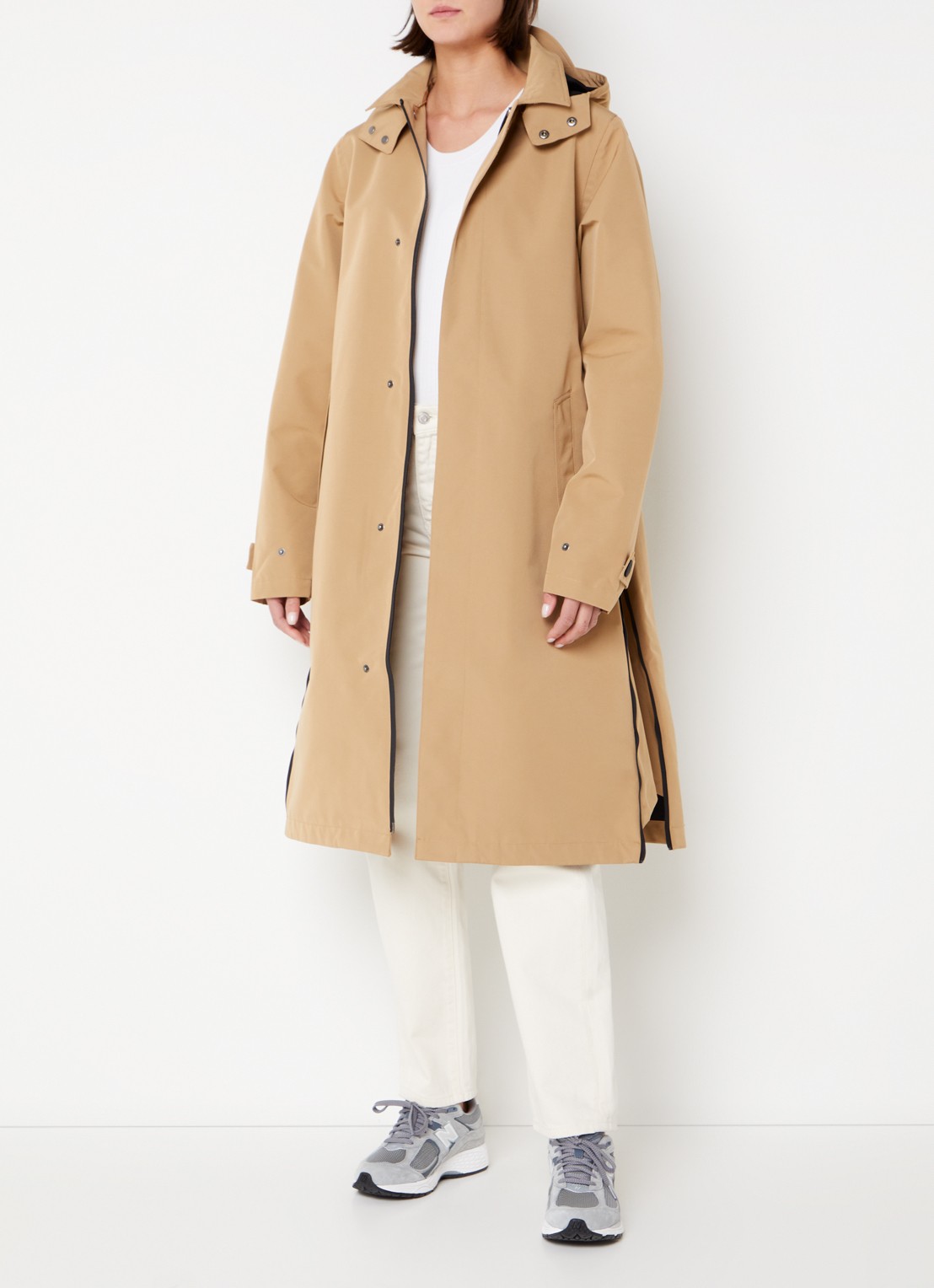 Maium Mac regenjas met afneembare capuchon - unisex - voorkant 2 camel