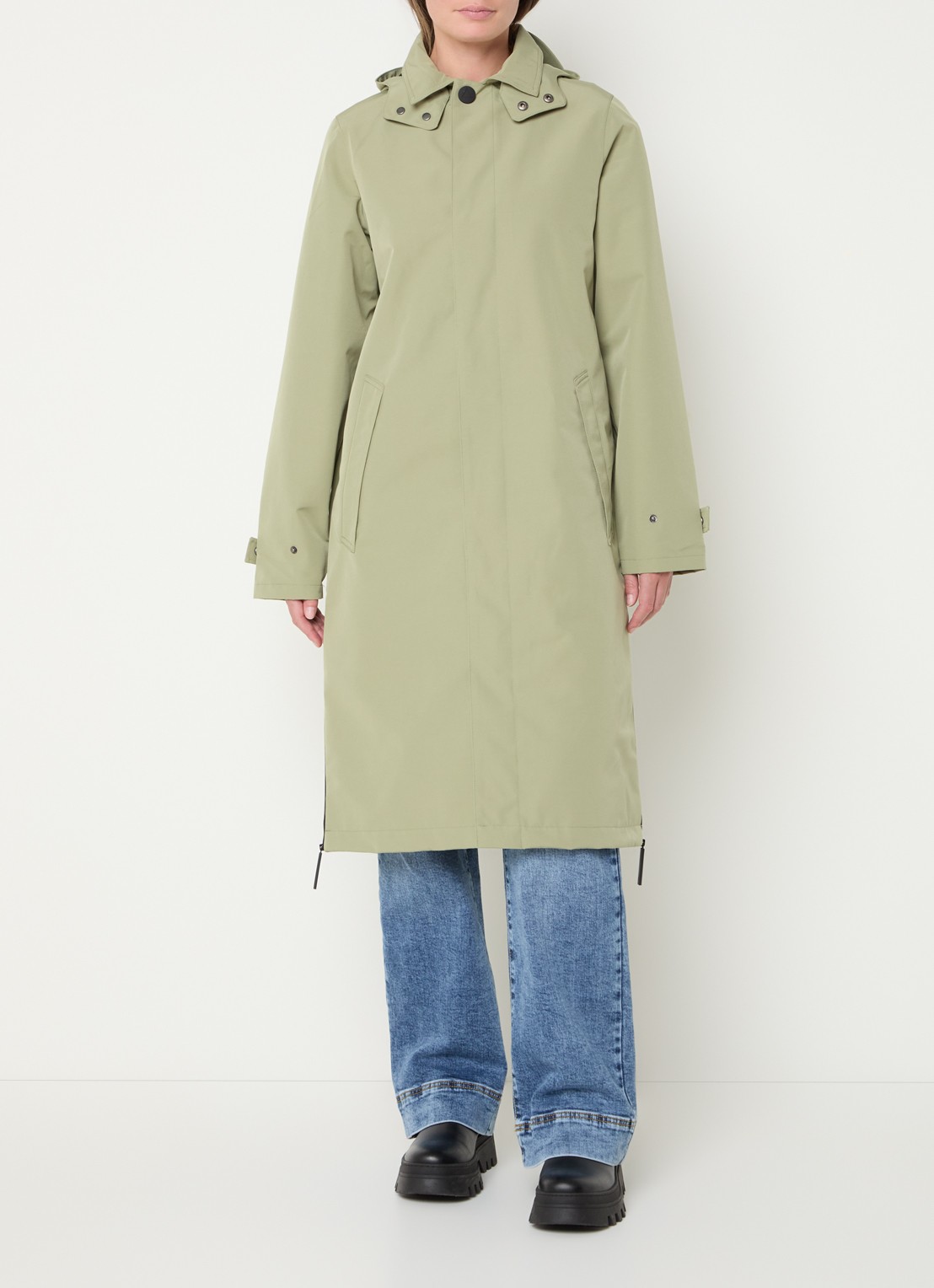 Maium Mac regenjas met afneembare capuchon - unisex - detail 4 lichtgroen