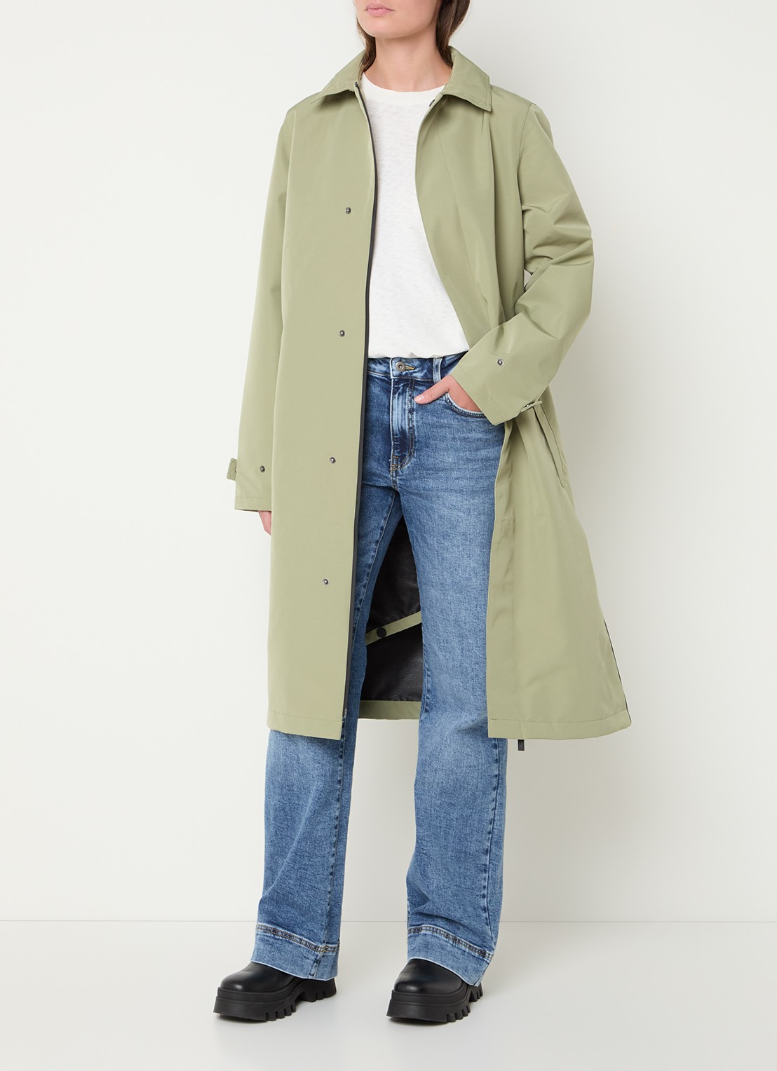 Maium Mac regenjas met afneembare capuchon - unisex - voorkant 3 lichtgroen