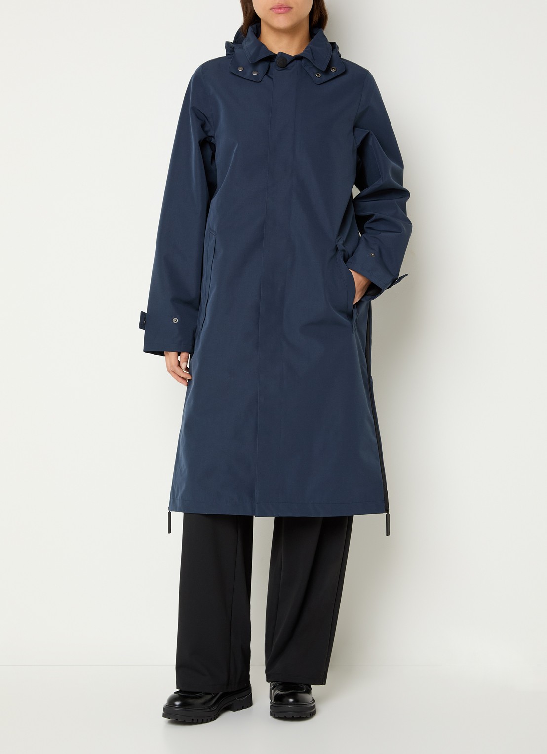 Maium Mac regenjas met afneembare capuchon - unisex - detail 4 donkerblauw