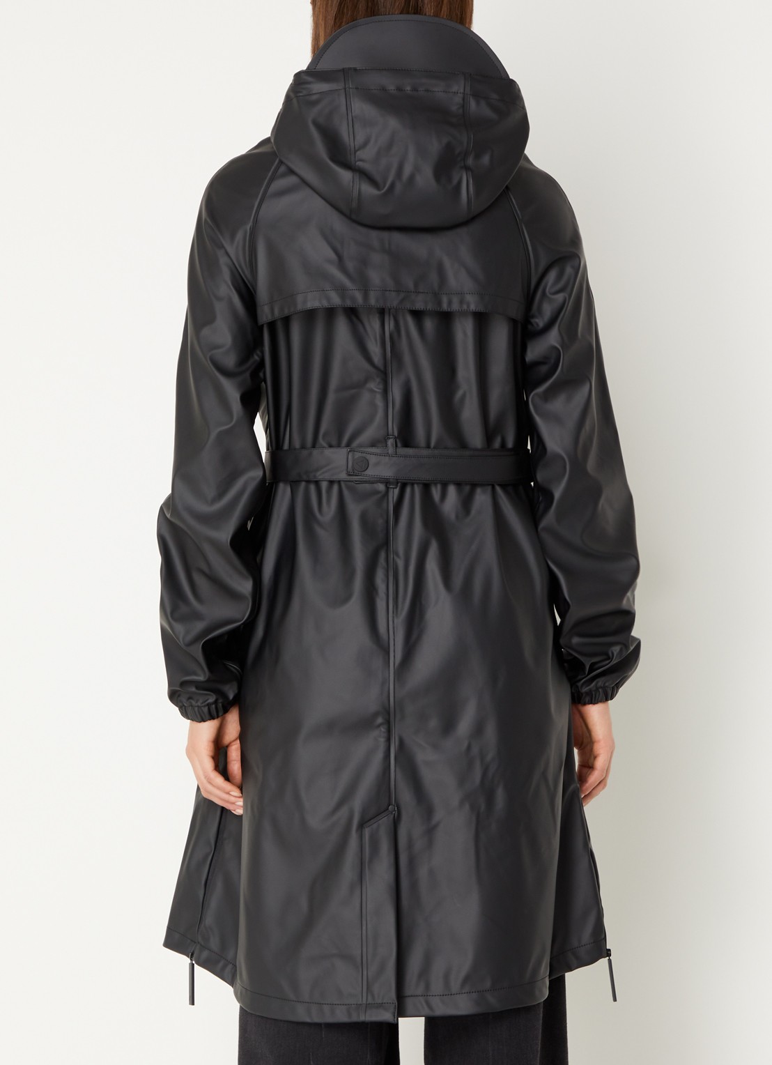 Maium Original Saddle regenjas met capuchon en ceintuur  - achterkant zwart