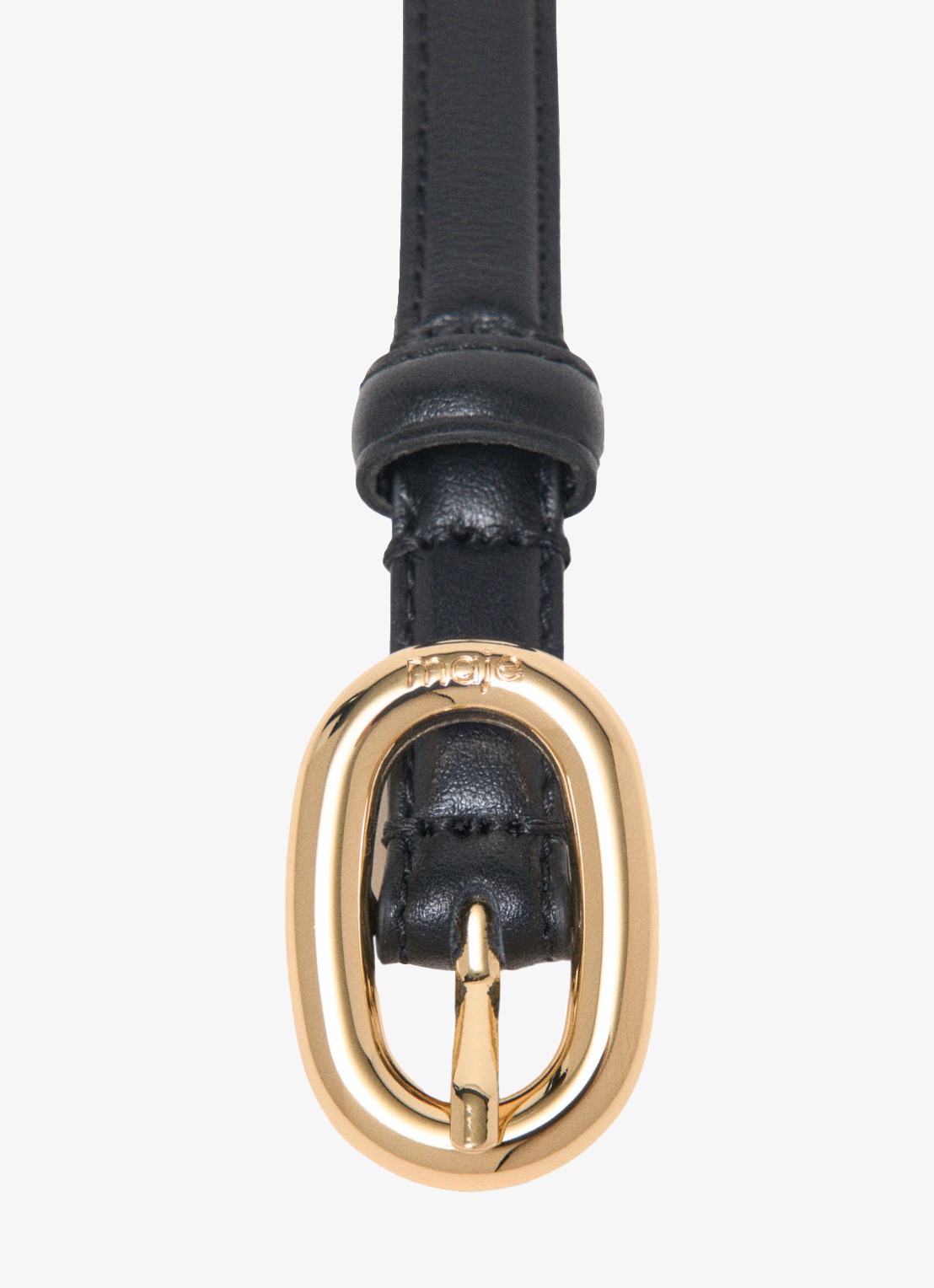 Maje Aminioval riem van leer - detail 5 zwart