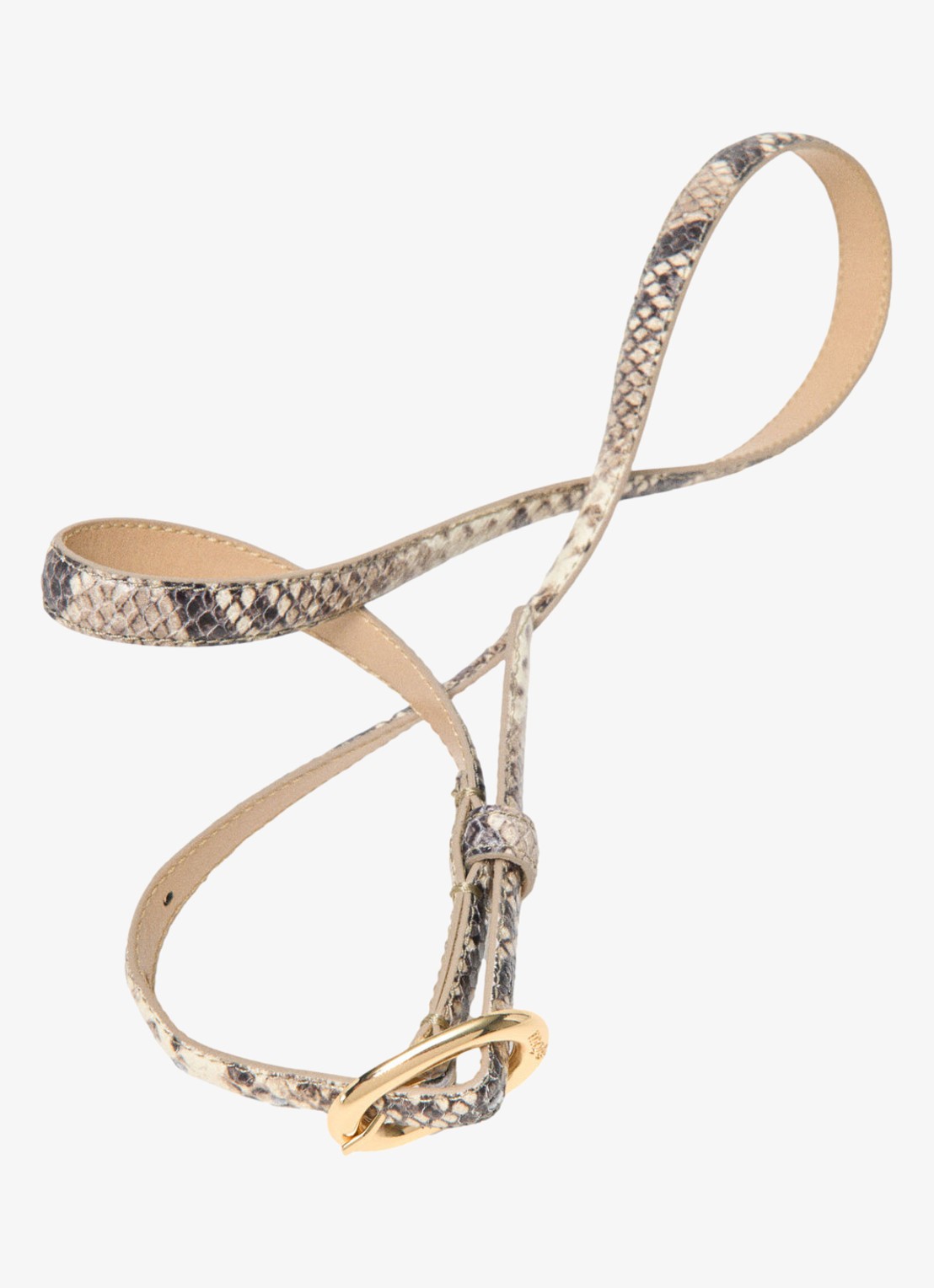 Maje Aminiovalpython riem van leer met slangenprint - detail 3 beige