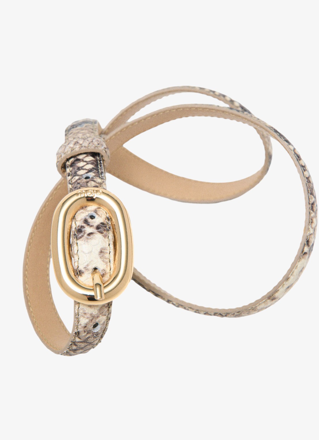 Maje Aminiovalpython riem van leer met slangenprint - detail 5 beige