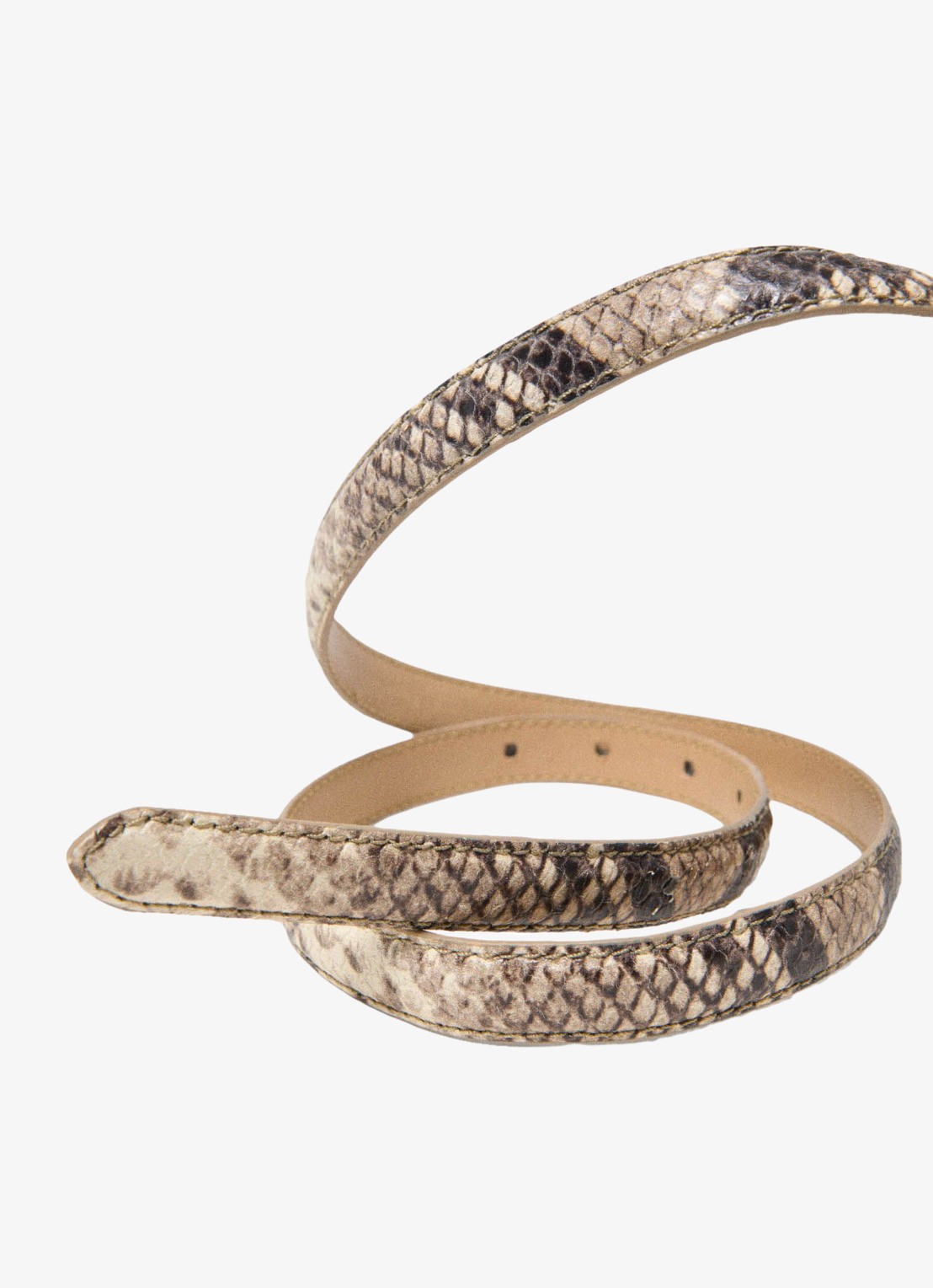 Maje Aminiovalpython riem van leer met slangenprint - detail 6 beige