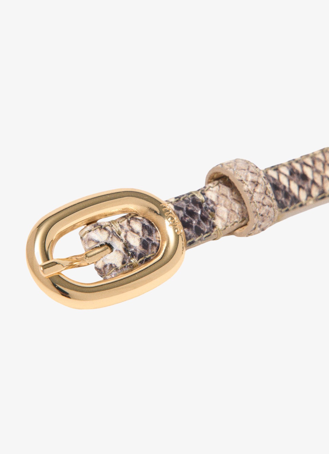 Maje Aminiovalpython riem van leer met slangenprint - detail 7 beige