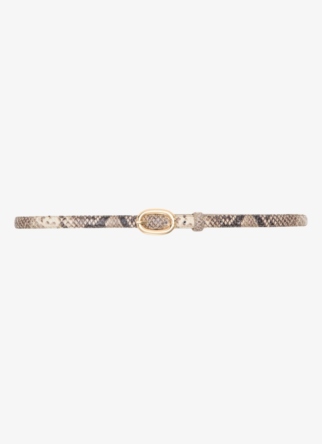 Maje Aminiovalpython riem van leer met slangenprint - voorkant beige