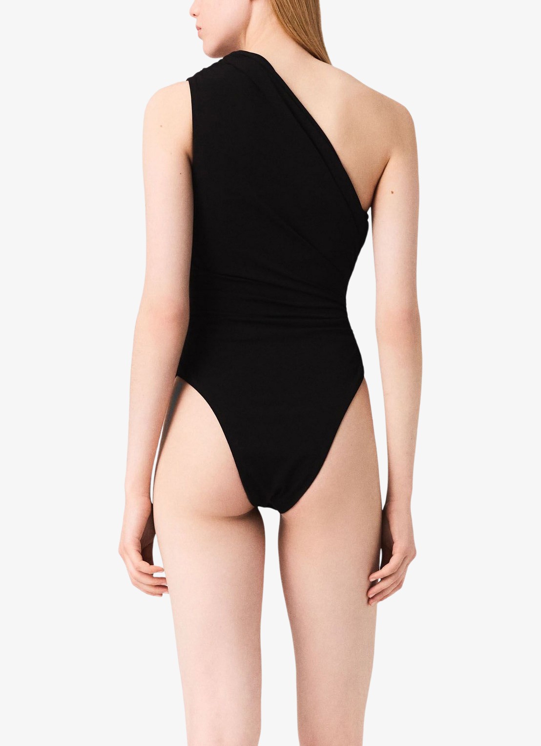 Maje Asymmetrische one shoulder body - achterkant 8 zwart