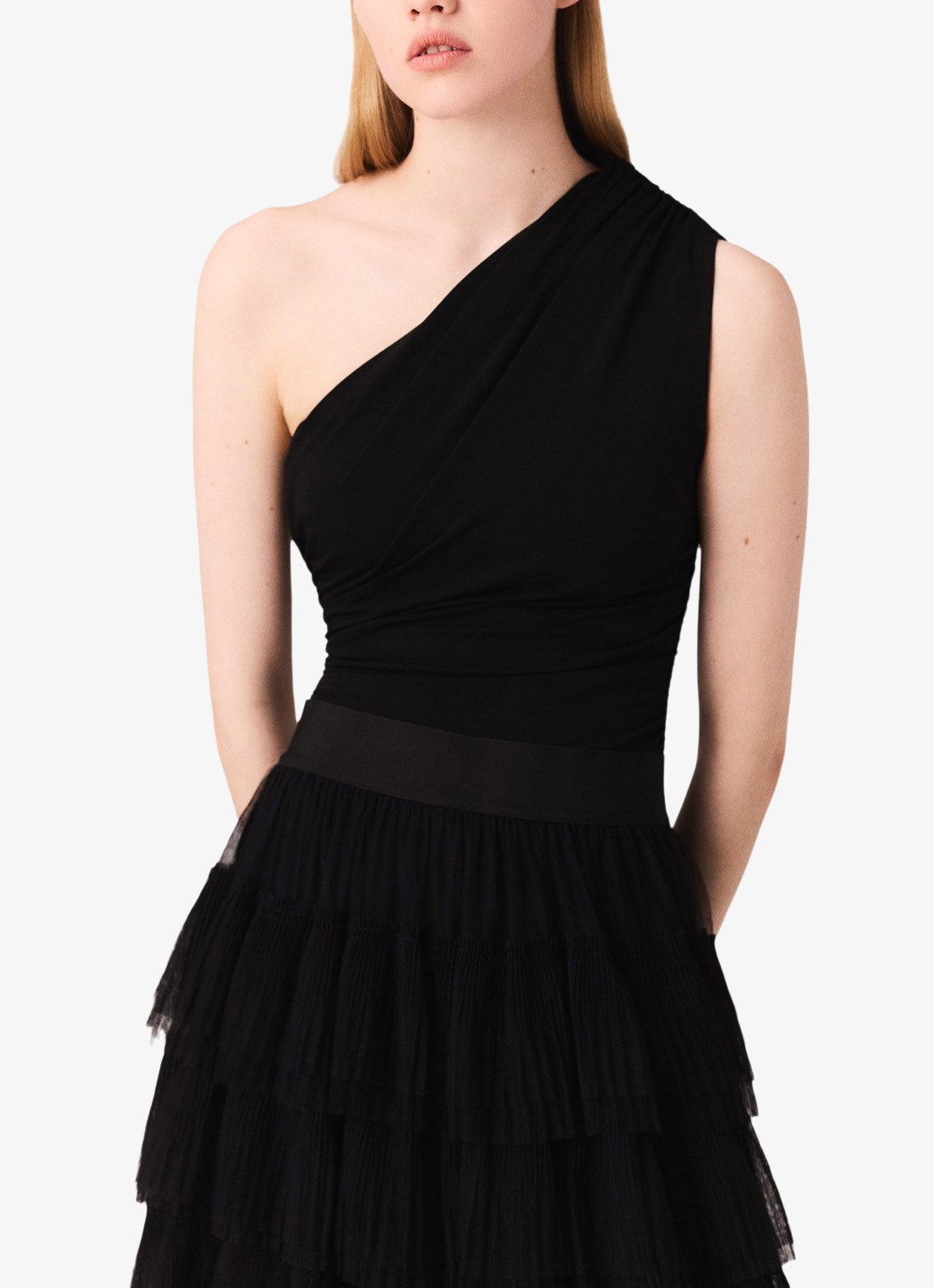 Maje Asymmetrische one shoulder body - detail 7 zwart