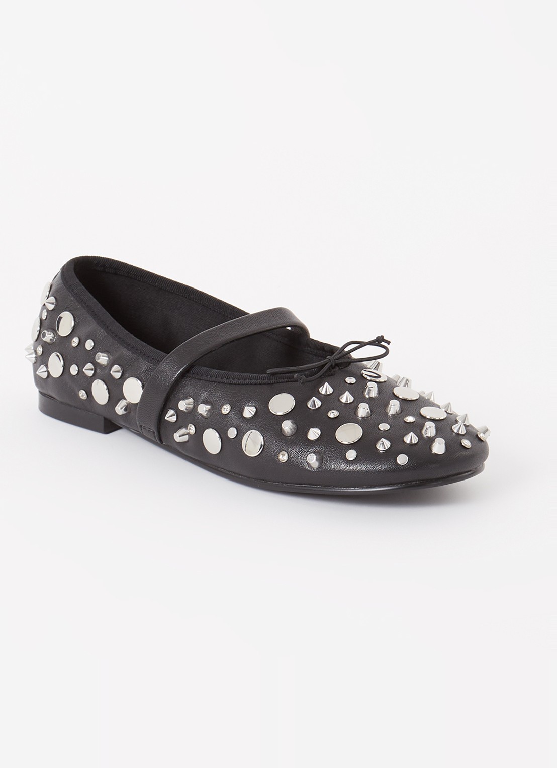 Maje Ballerina van kalfsleer met studs  - voorkant 5 zwart