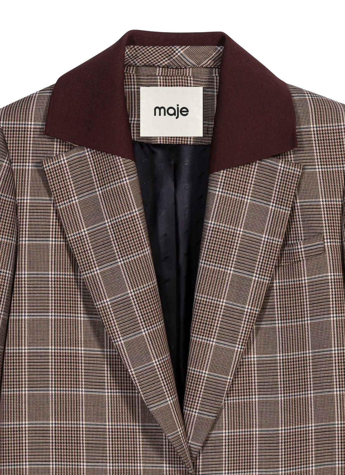 Maje Blazer in scheerwolblend met ruitdessin en klepzakken - detail 5 bruin