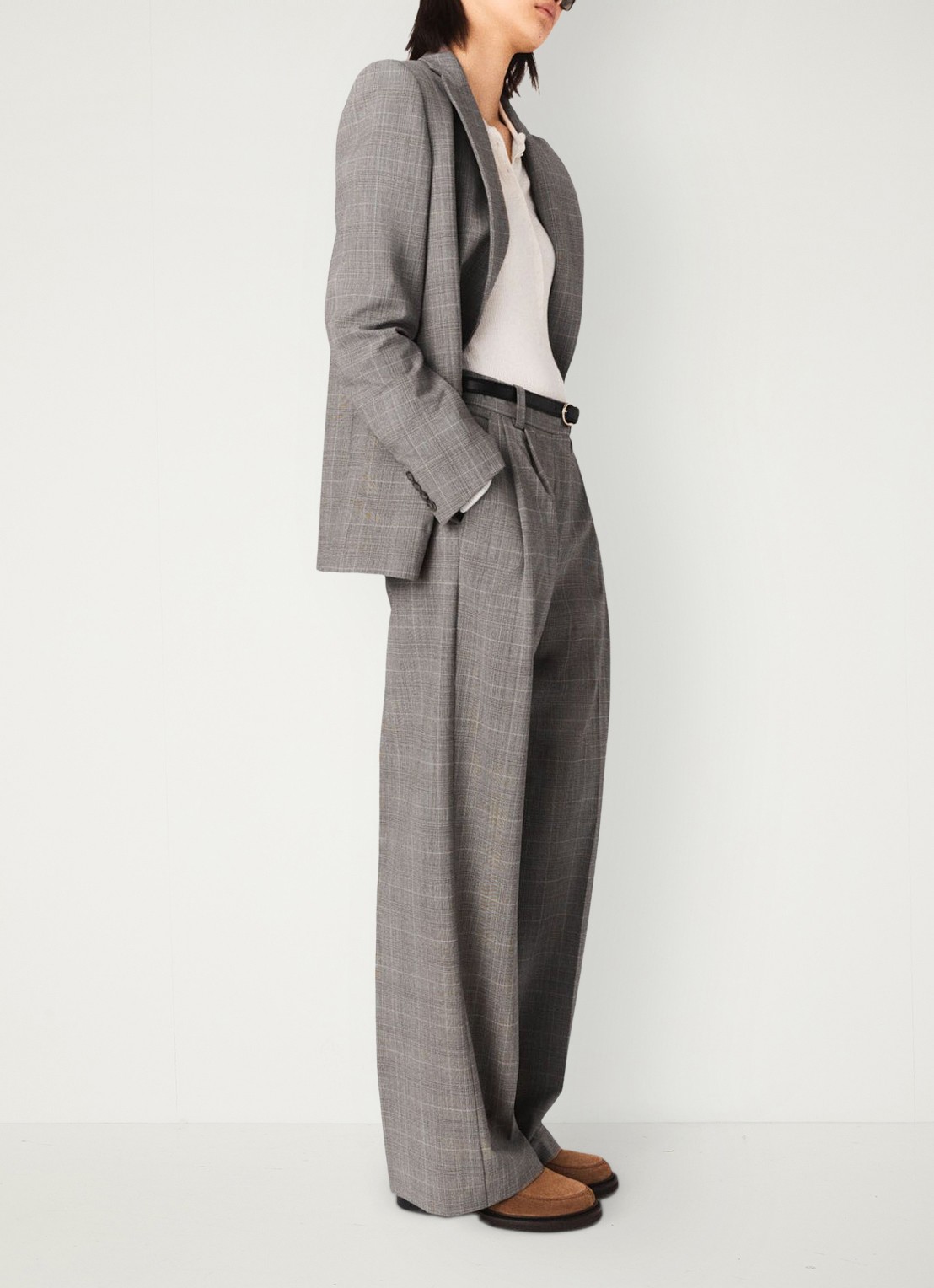 Maje Blazer in wolblend met ruitdessin - detail 6 grijs