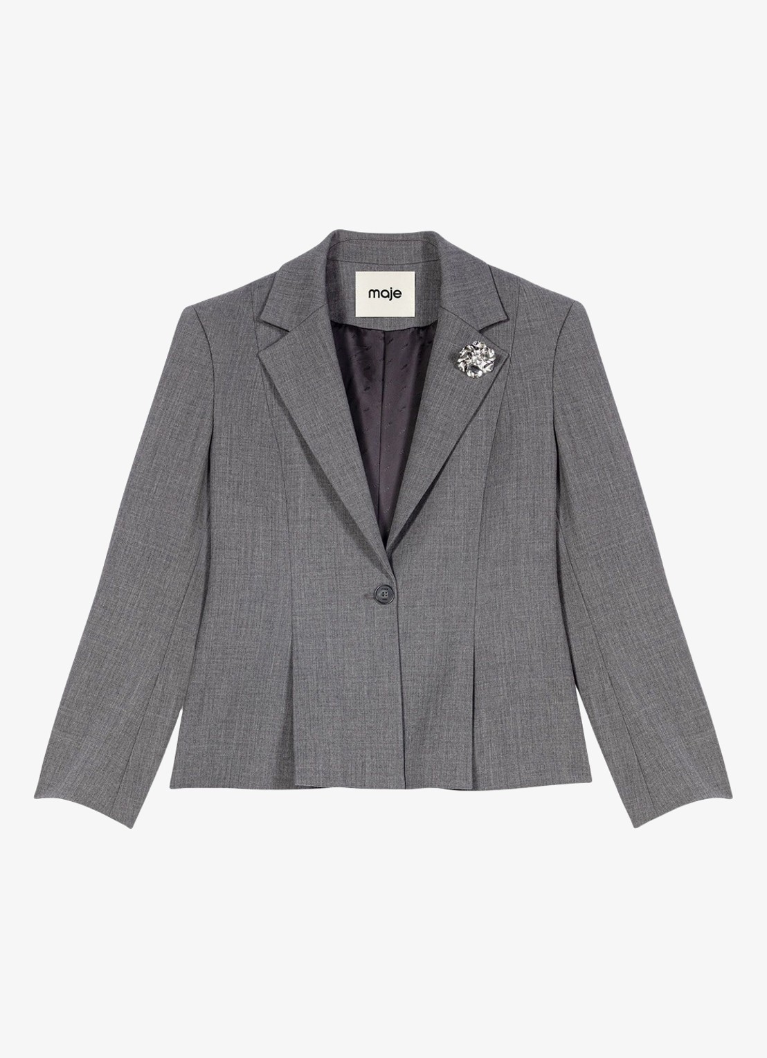 Maje Blazer in wolblend - voorkant 7 grijs