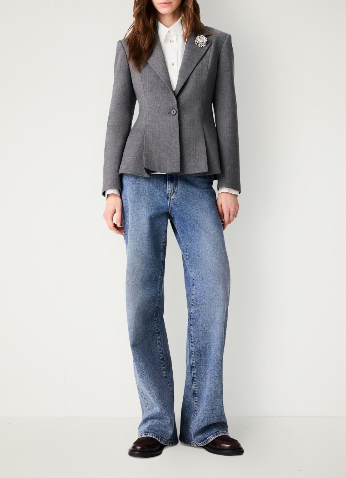 Maje Blazer in wolblend - voorkant 8 grijs