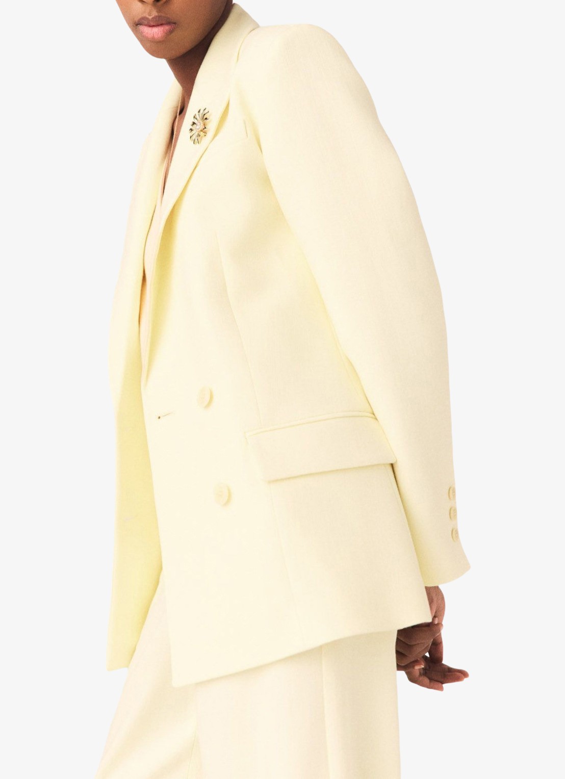 Maje Blazer met klepzakken - detail 6 lichtgeel