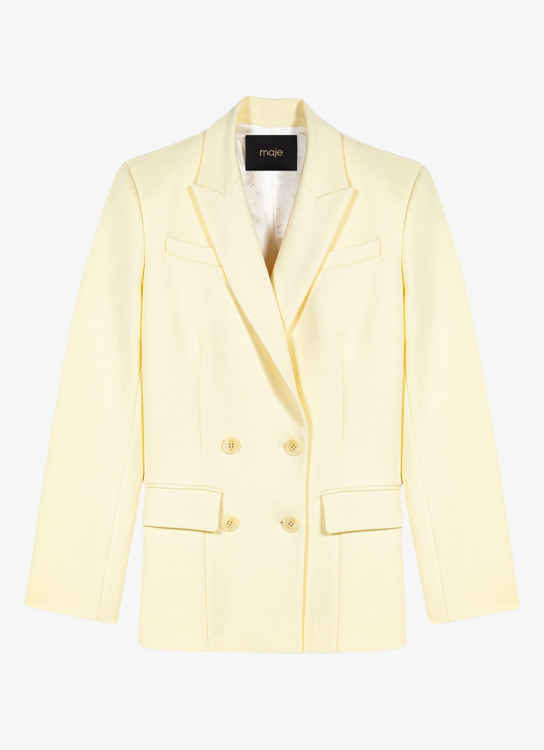 Maje Blazer met klepzakken - voorkant lichtgeel