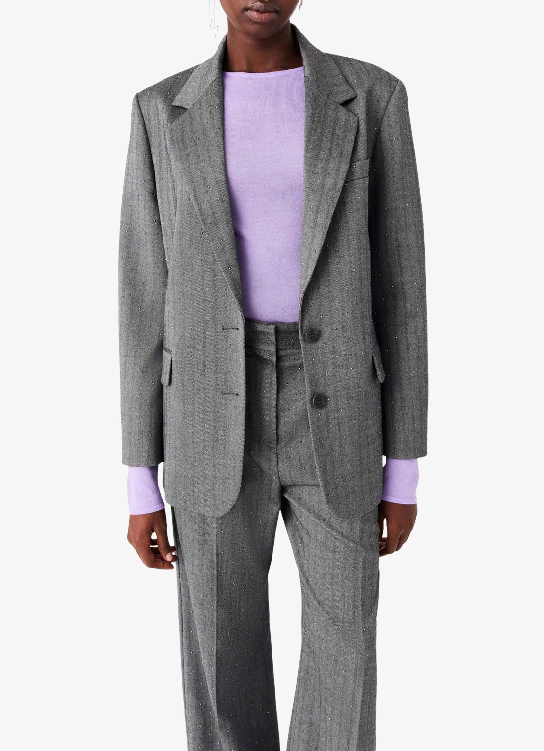 Maje Blazer met strass - detail grijs