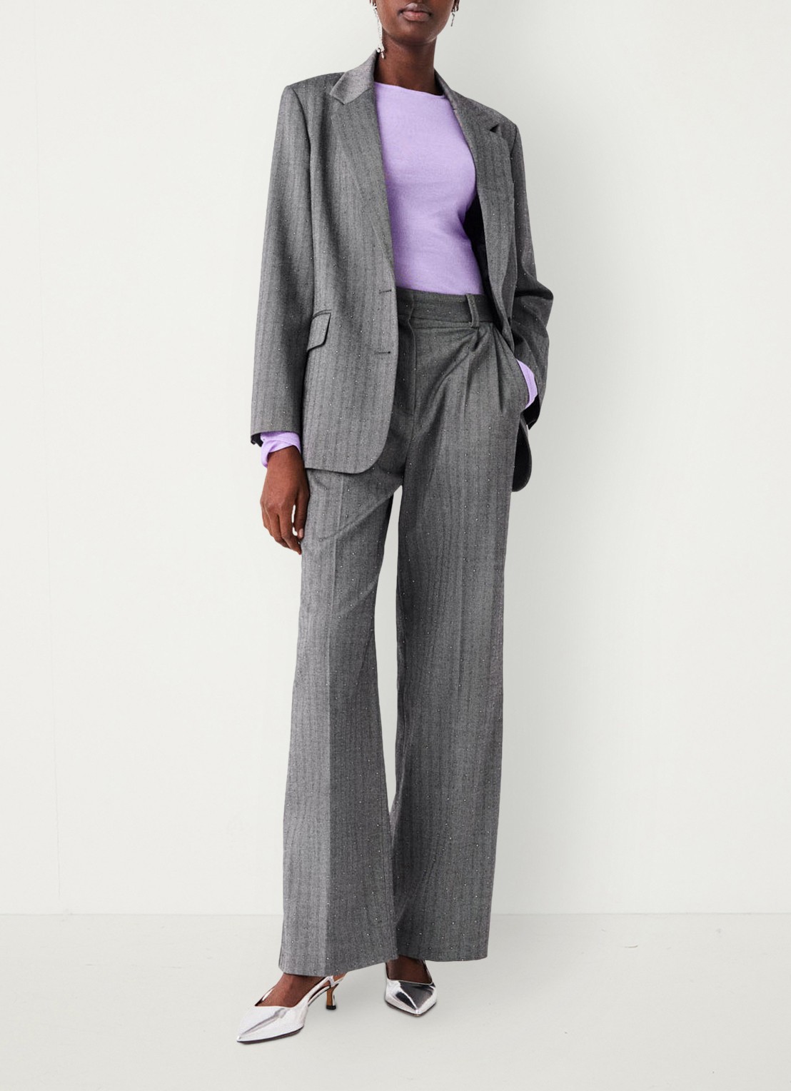 Maje Blazer met strass - voorkant 8 grijs