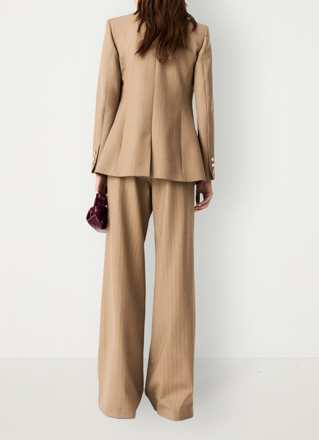 Maje Blazer met streepprint - achterkant beige / beige