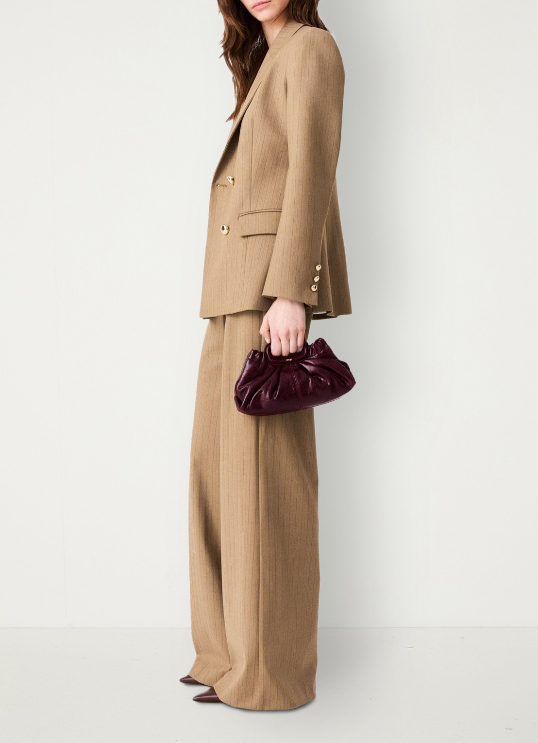 Maje Blazer met streepprint - detail 3 beige / beige
