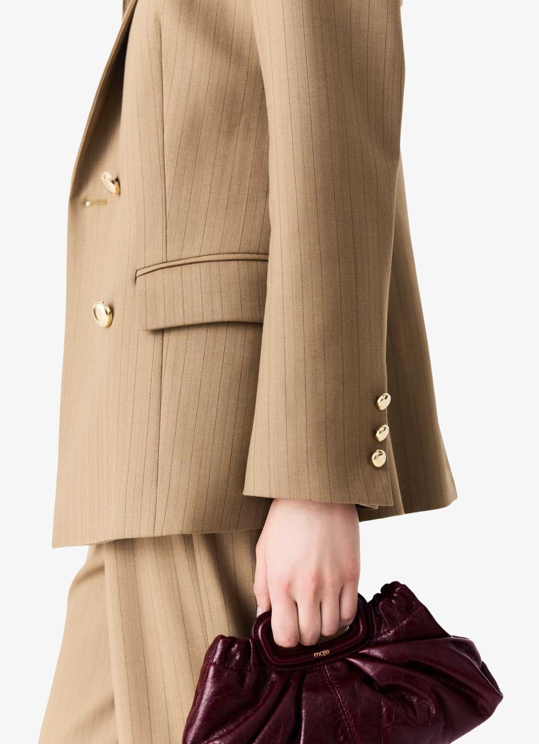 Maje Blazer met streepprint - detail 5 beige / beige