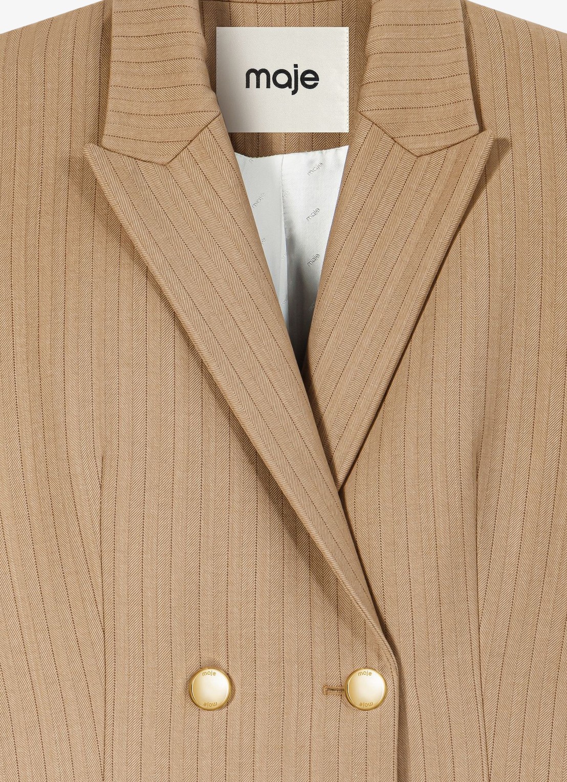 Maje Blazer met streepprint - detail 6 beige / beige