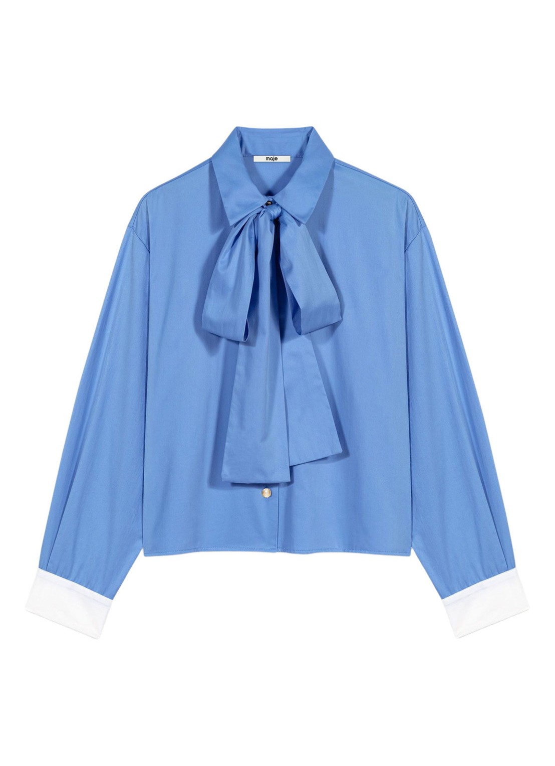 Maje Blouse met afneembare sjaalkraag - voorkant blauw