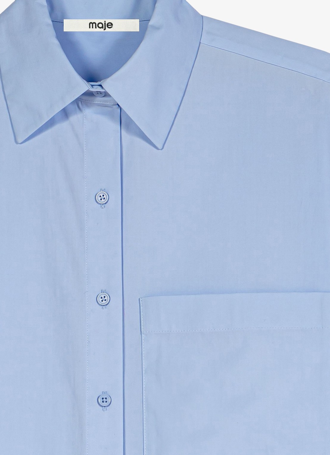 Maje Blouse met borstzak - detail lichtblauw