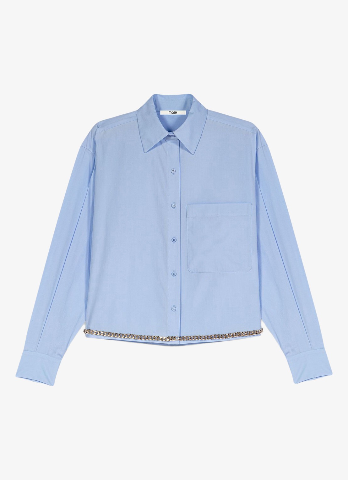 Maje Blouse met borstzak - voorkant 2 lichtblauw
