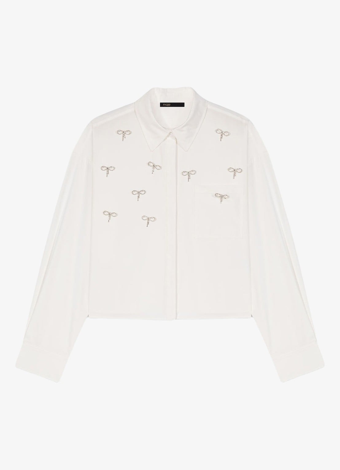 Maje Blouse met imitatieparels - voorkant 5 wit