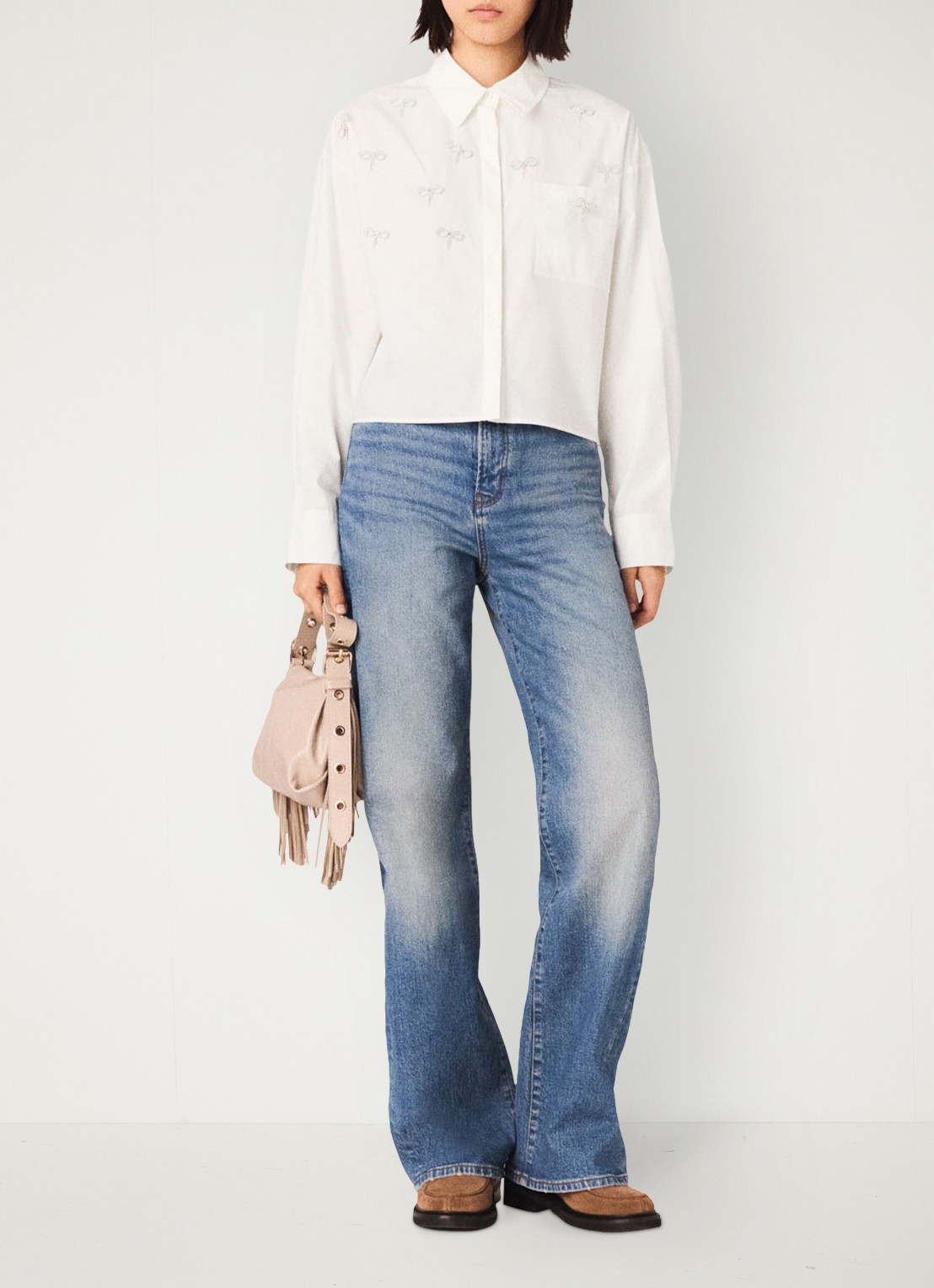 Maje Blouse met imitatieparels - voorkant 6 wit