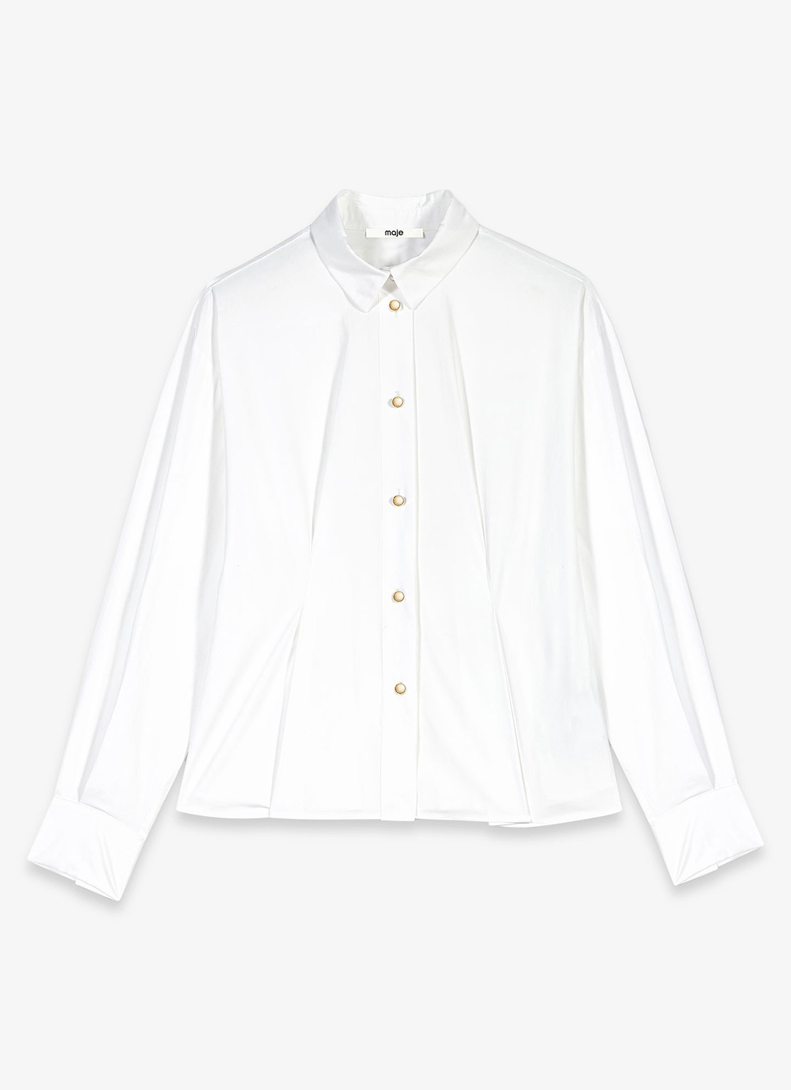 Maje Blouse met plooidetail  - voorkant 7 wit