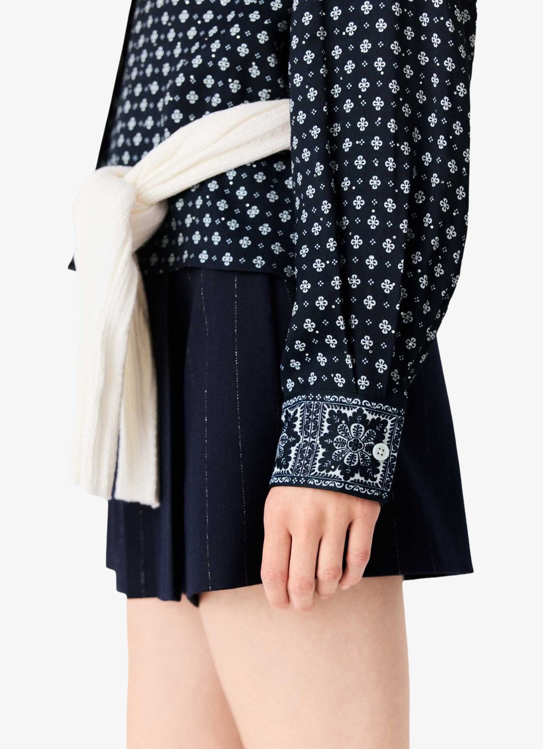 Maje Blouse met print - detail 4 donkerblauw