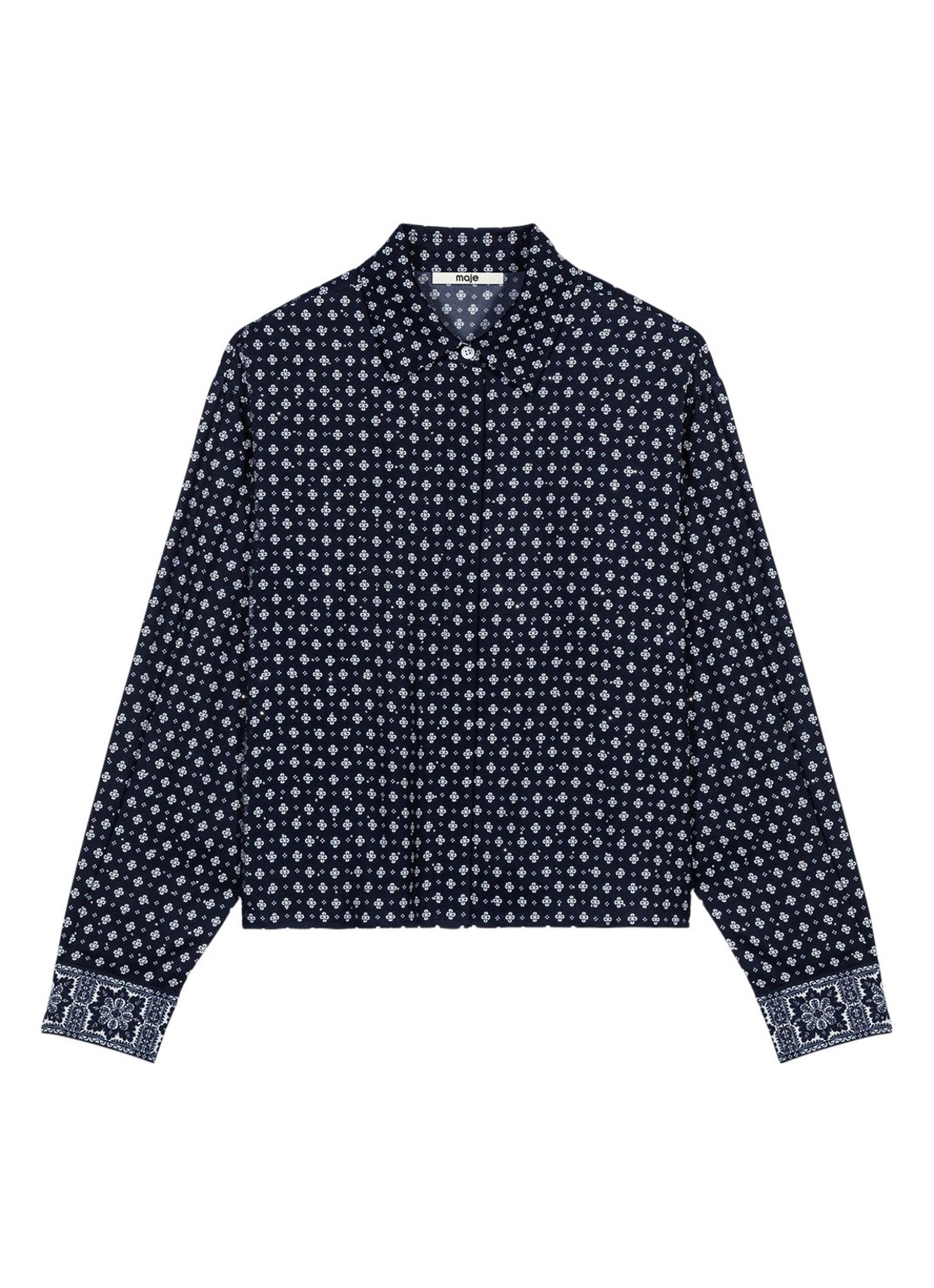 Maje Blouse met print - voorkant 6 donkerblauw