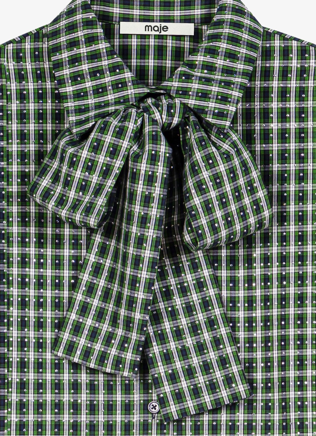 Maje Blouse met sjaalkraag en ruitdessin - detail 2 groen