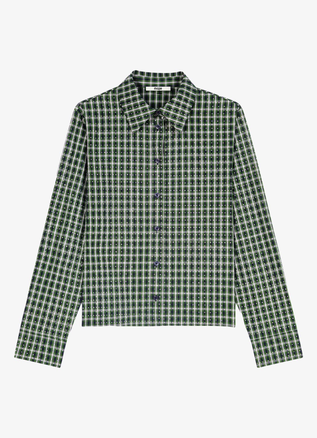 Maje Blouse met sjaalkraag en ruitdessin - detail 4 groen